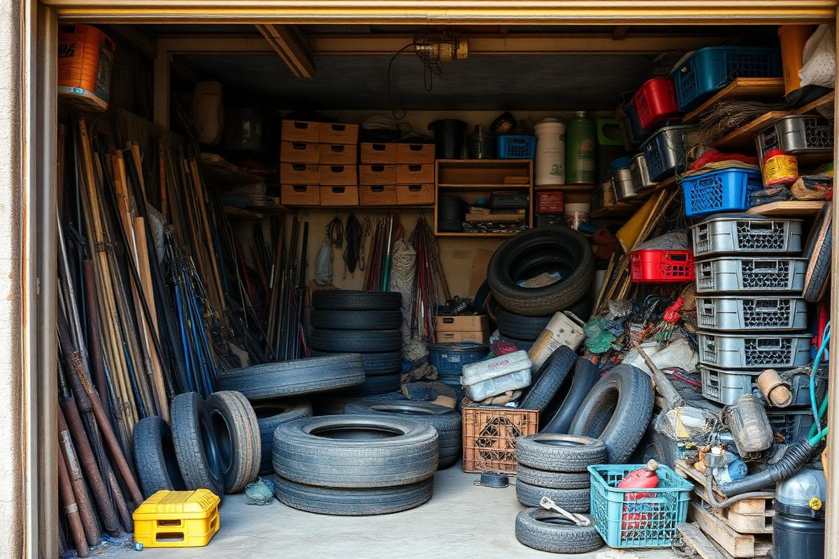Volle Garage vor der Räumung